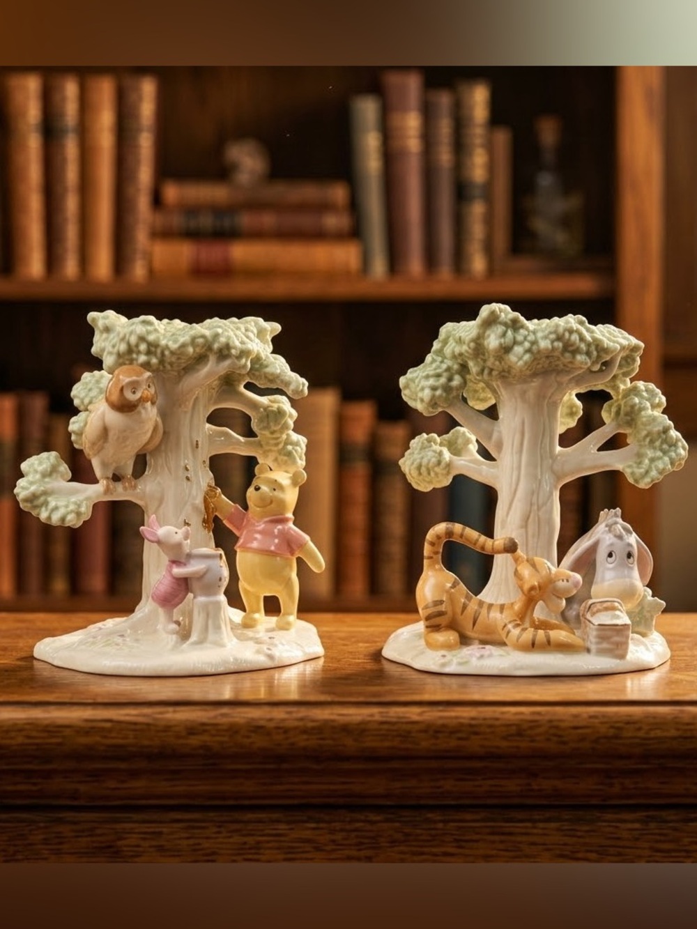 Lenox Disney Winnie the Pooh Picnic Candlesticks 2004 Set of 2 24K Gold